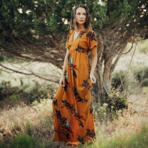 The Emmy Floral Maxi Dress in Marigold - Large